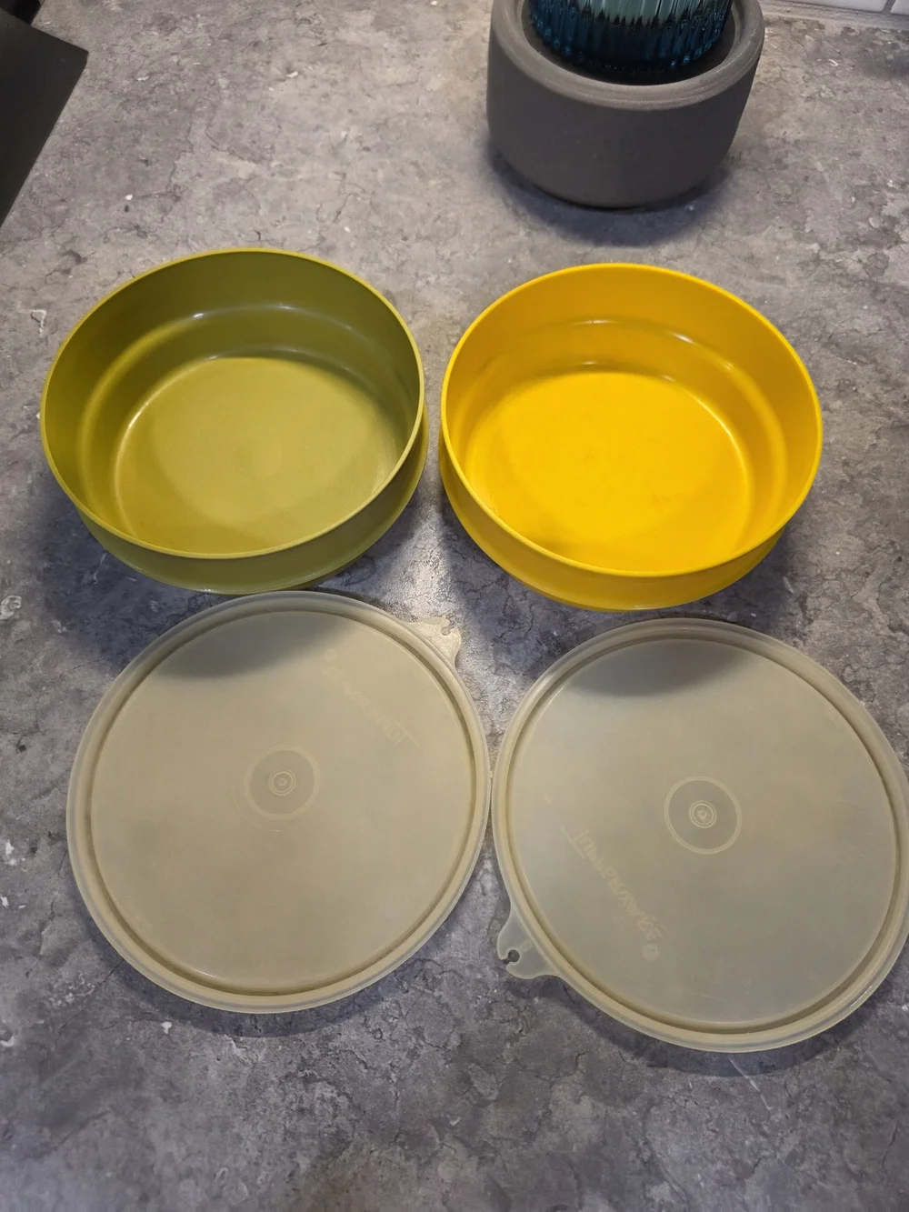 Vintage Yellow And Green Tupperware Bowls Set Of 2